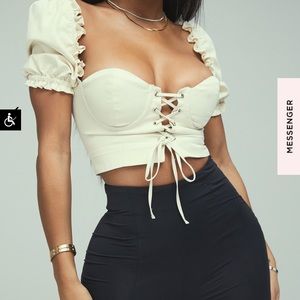 MISTRESS ROCKS HEARTBREAK HOTEL CREAM LACE UP BRALETTE